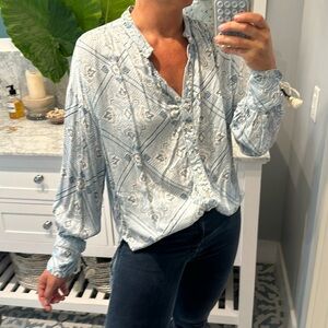 Printed peasant blouse